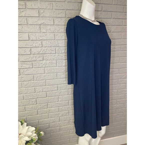 J.Jill Wearever Collection Deep Sea Inverted Back Pleat Women Shift Dress Size X - Picture 3 of 9